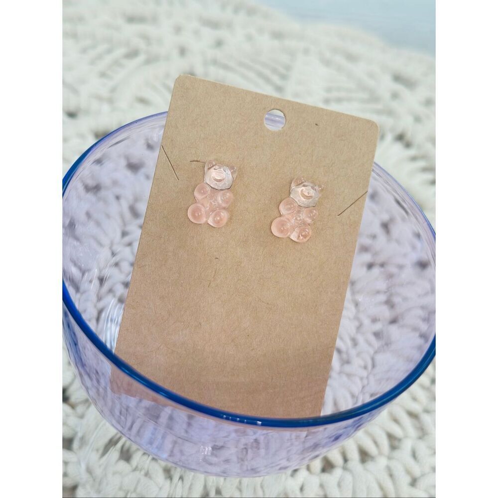 90’s Kid Nostalgia Throwback Pink Gummy Bear Stud Earrings